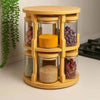 360° Rotatable Spice Jar Set – 10-Piece Bamboo Organizer