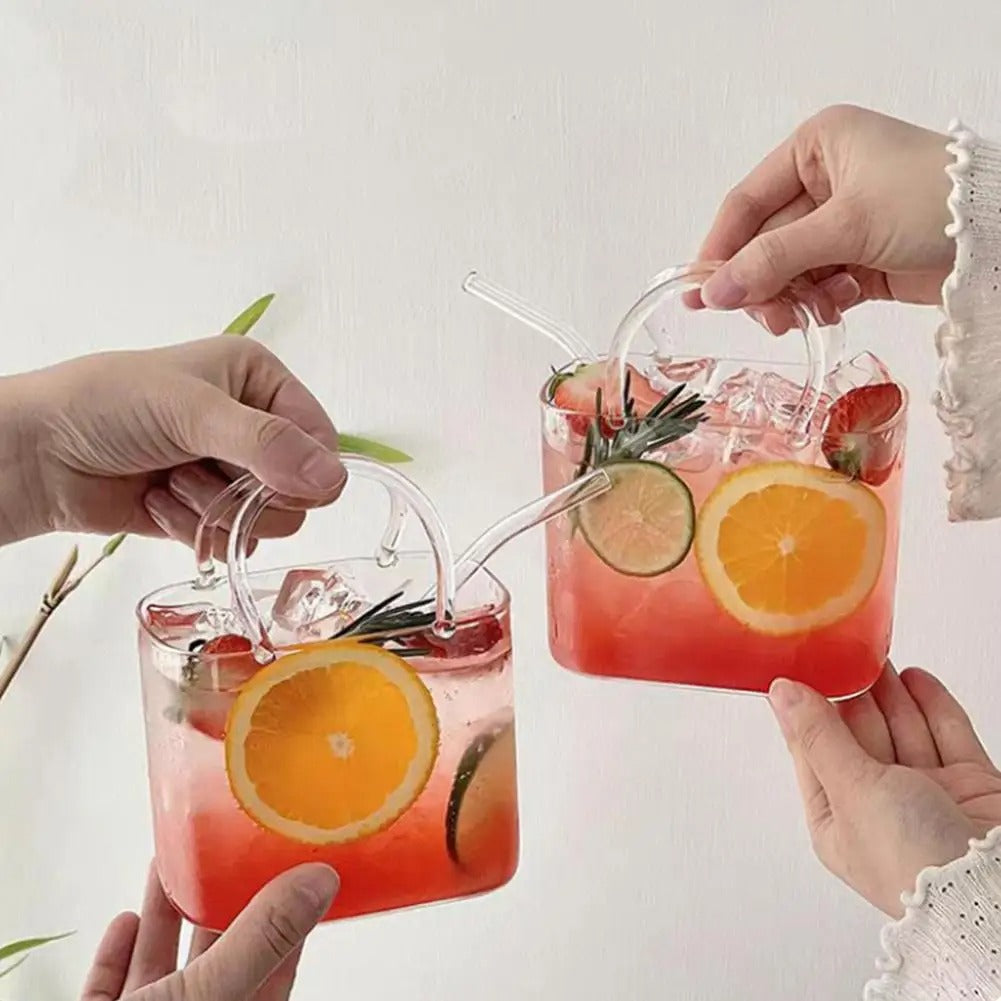 Designer Handbag-Inspired Glass for Coffee, Juice & Matcha