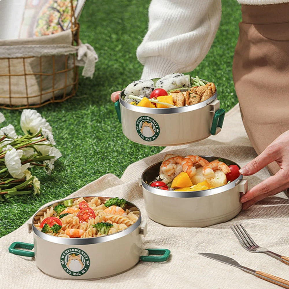 Cute Cat Multi-Layer Lunch Box – Insulated Stainless Steel Food Container