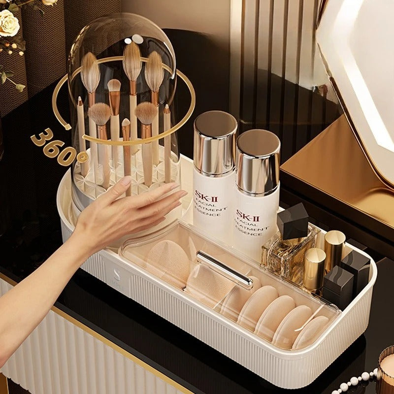 Acrylic Dust-Proof Cosmetic Organizer & Brush Storage Rack
