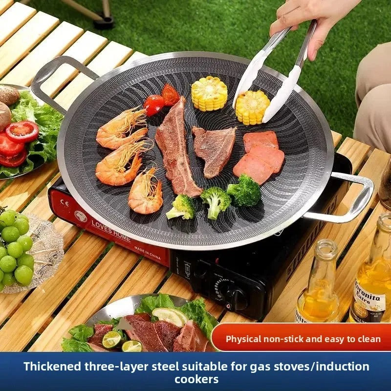 Non-Stick Korean Style BBQ Grill Pan - Portable Outdoor Griddle KL