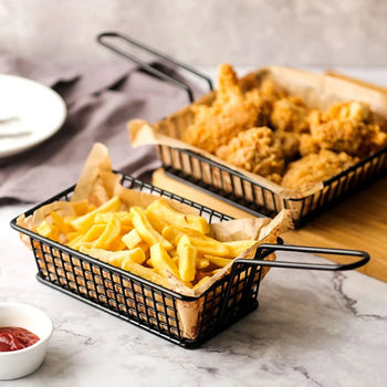 Rectangular French Fries Snack Basket – Restaurant Style Serving (Random) SS
