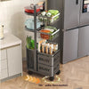 Multi-Functional Floor Standing Metal Kitchen Storage Trolley - Rolling Vegetable & Fruit Organizer with Drawer - Trenducts.pk