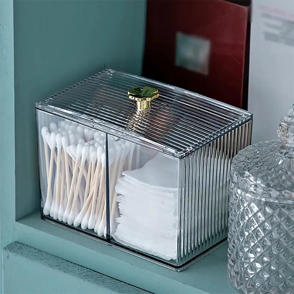 3-Compartment Cotton Swab & Pad Holder - Vanity Organizer