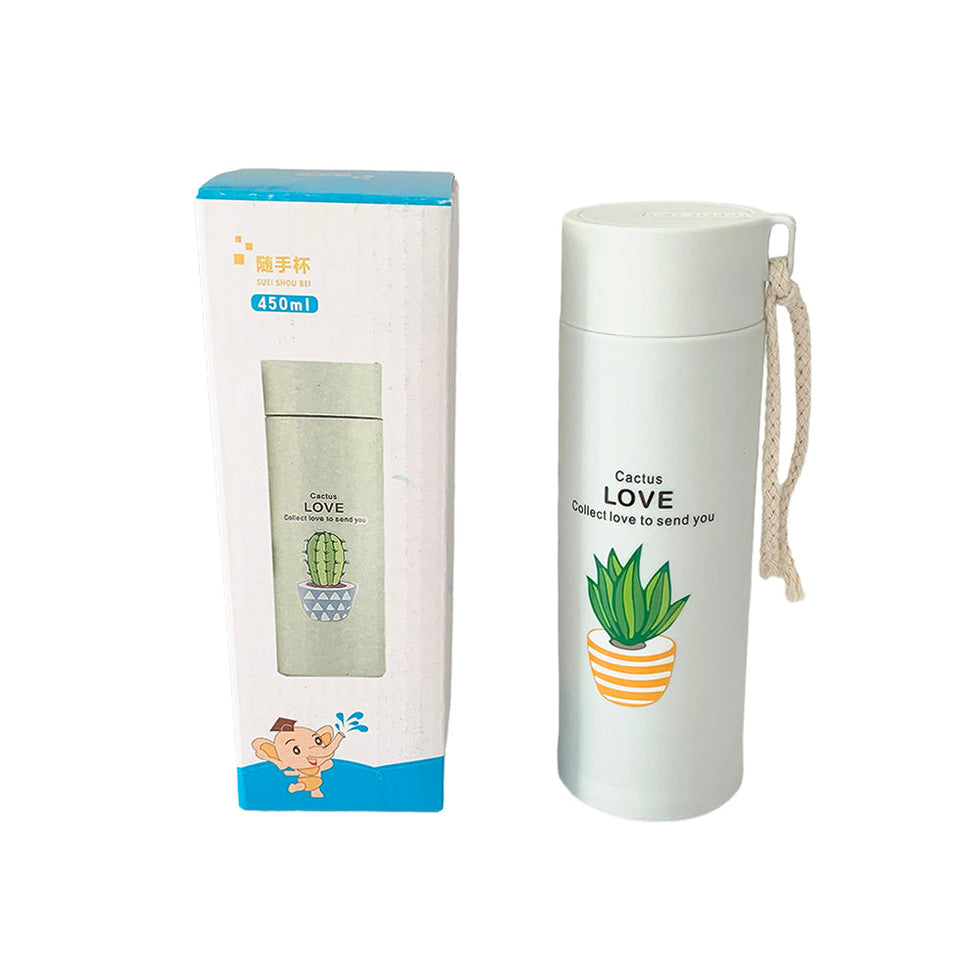 Cactus Printed Bottle 400ml – Double Layer Glass Inside (Random)