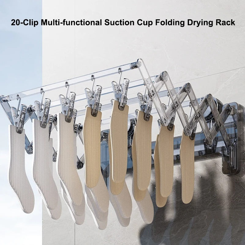 FlexiGrip Sock Rack - Retractable Suction Drying Hanger