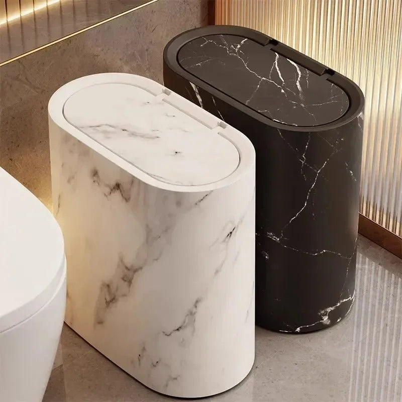 Modern Slim Premium Plastic Dustbin with Press-Top Lid (Random Design)