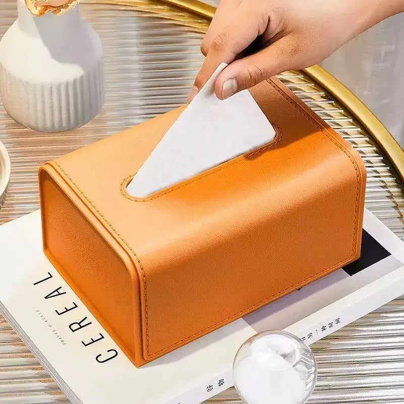 Luxury Leather-Styled Plastic Tissue Box Cover Holder