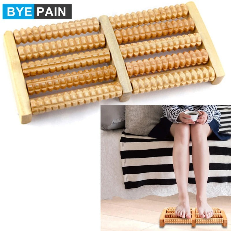 Traditional Wooden Roller Foot Massager: Acupressure Stress Relief
