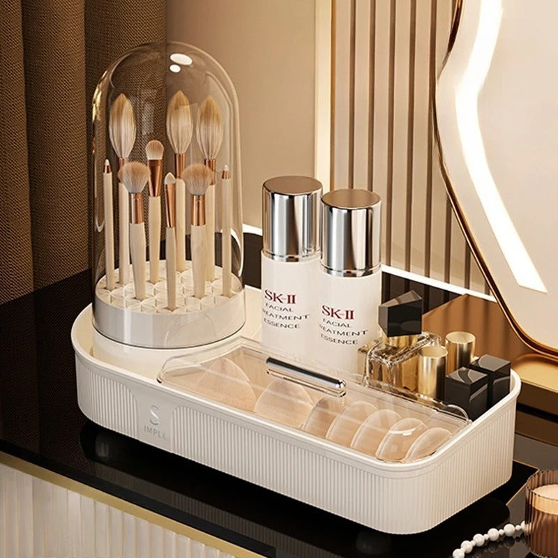 Acrylic Dust-Proof Cosmetic Organizer & Brush Storage Rack