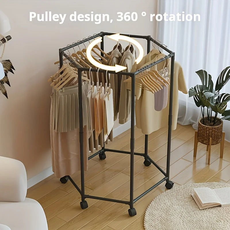 Hexagonal Rotating Clothes Hanger – Space-Saving Vertical Wardrobe Organizer