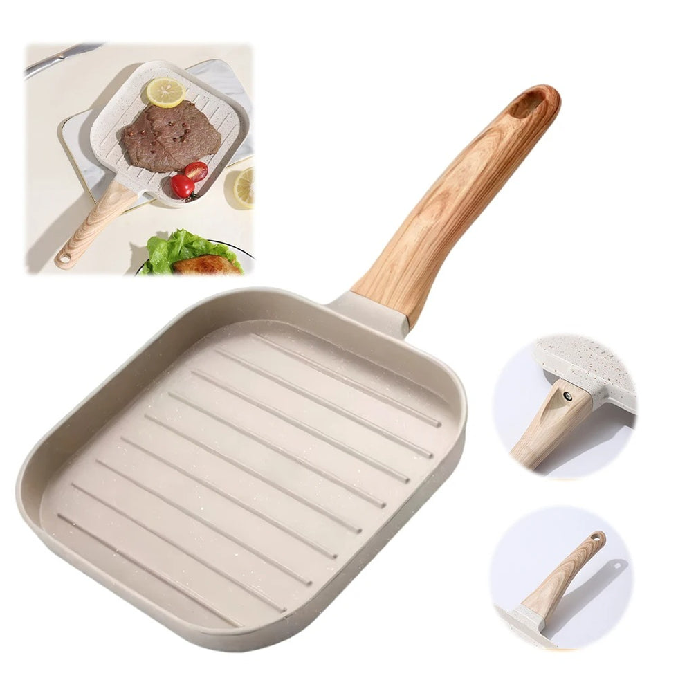 Non-Stick Square Grill Pan – Die-Cast Aluminum Stovetop Griddle with Deep Ridge Lines