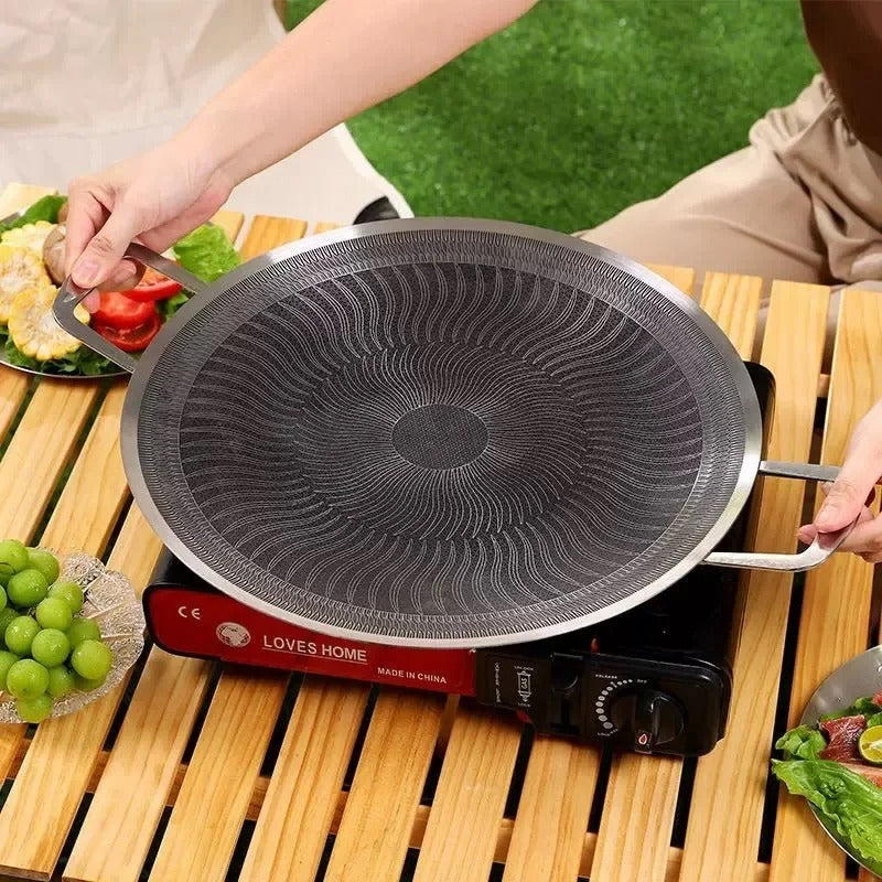 Non-Stick Korean Style BBQ Grill Pan - Portable Outdoor Griddle KL
