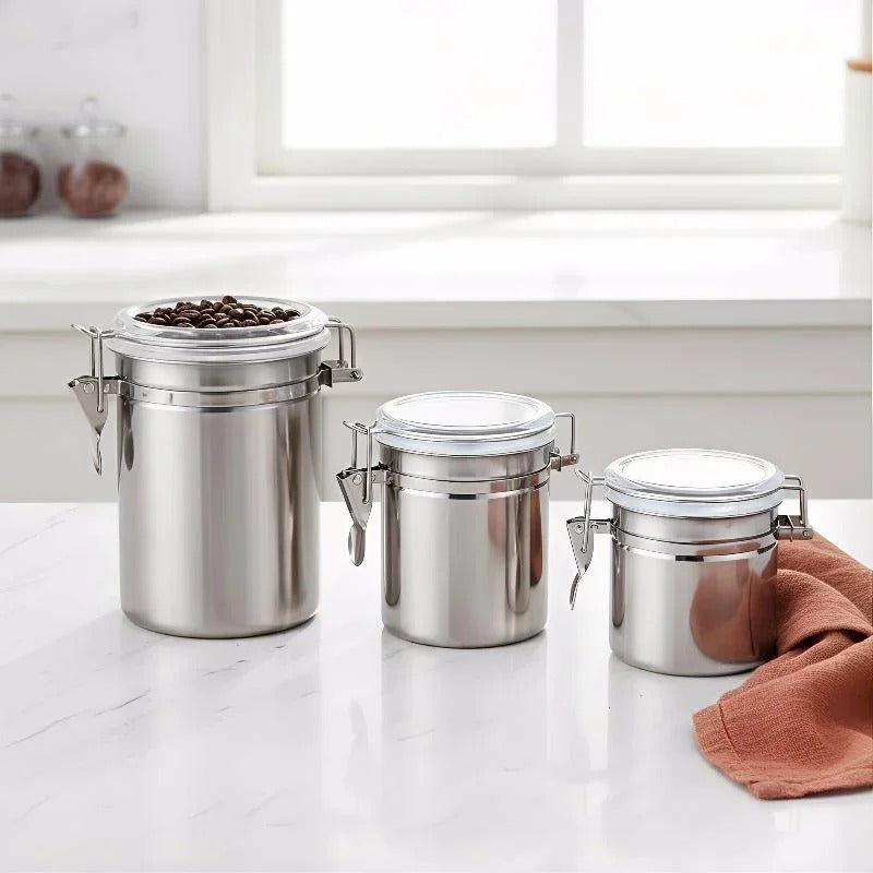 4-Piece Premium Stainless Steel Airtight Canister Set