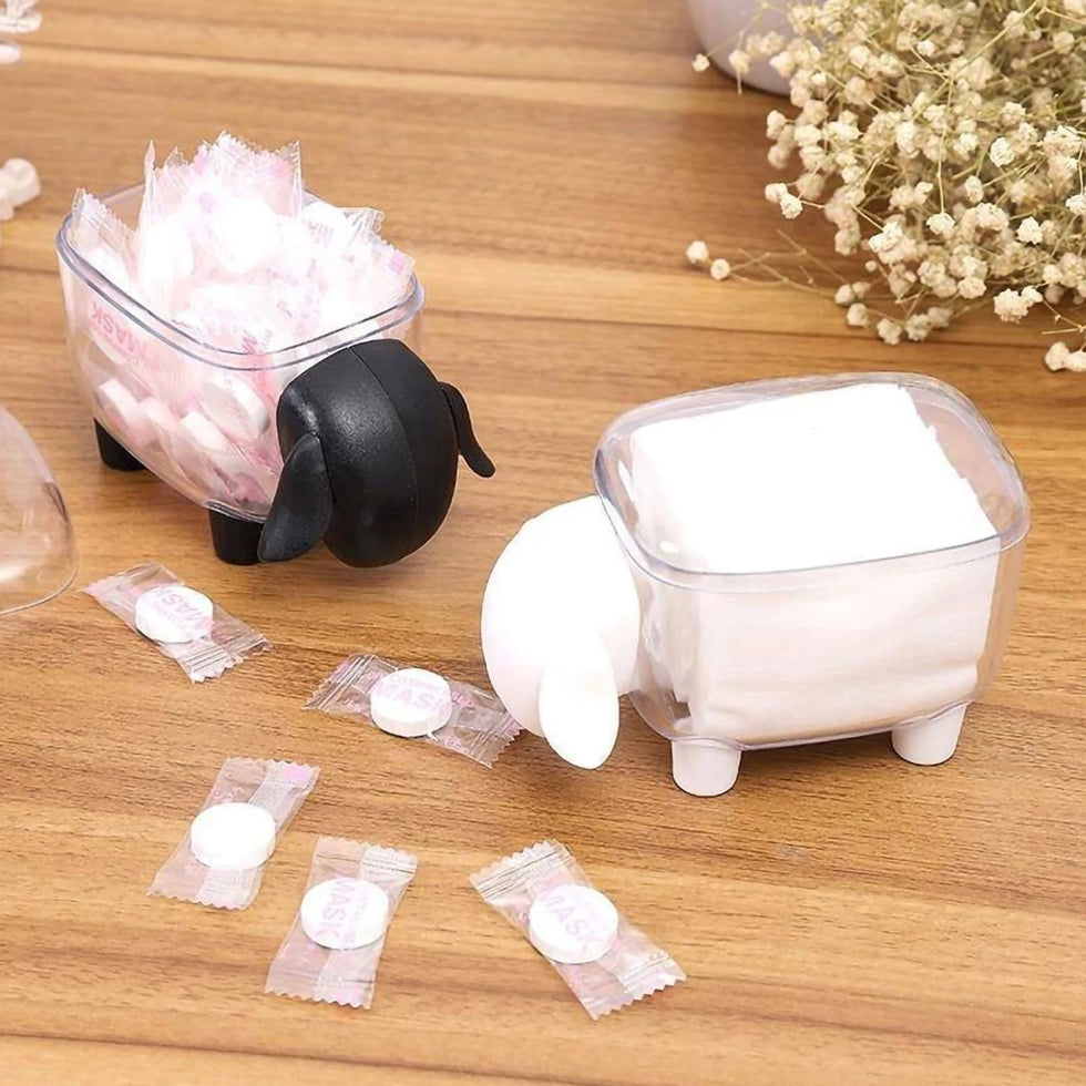 Sheep-Shaped Cotton Swab Holder – Crystal-Clear Vanity Organizer