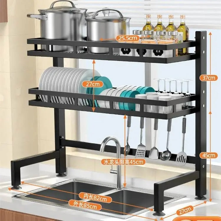2-Layer Over-the-Sink Dish Drying Rack – Space-Saving Kitchen Organizer