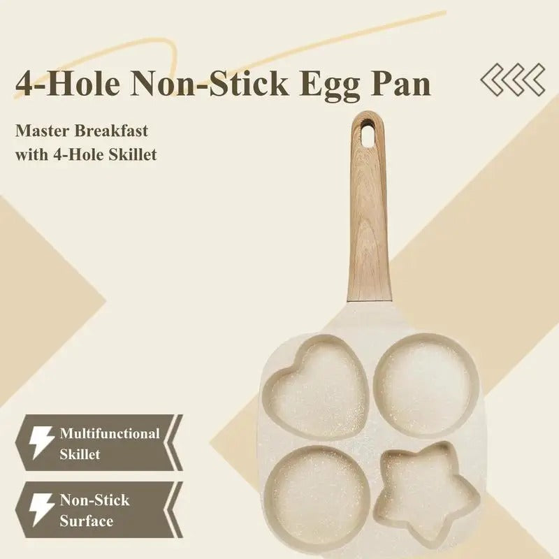 Heart & Star Shape 4-Hole Non-Stick Breakfast Fry Pan KT