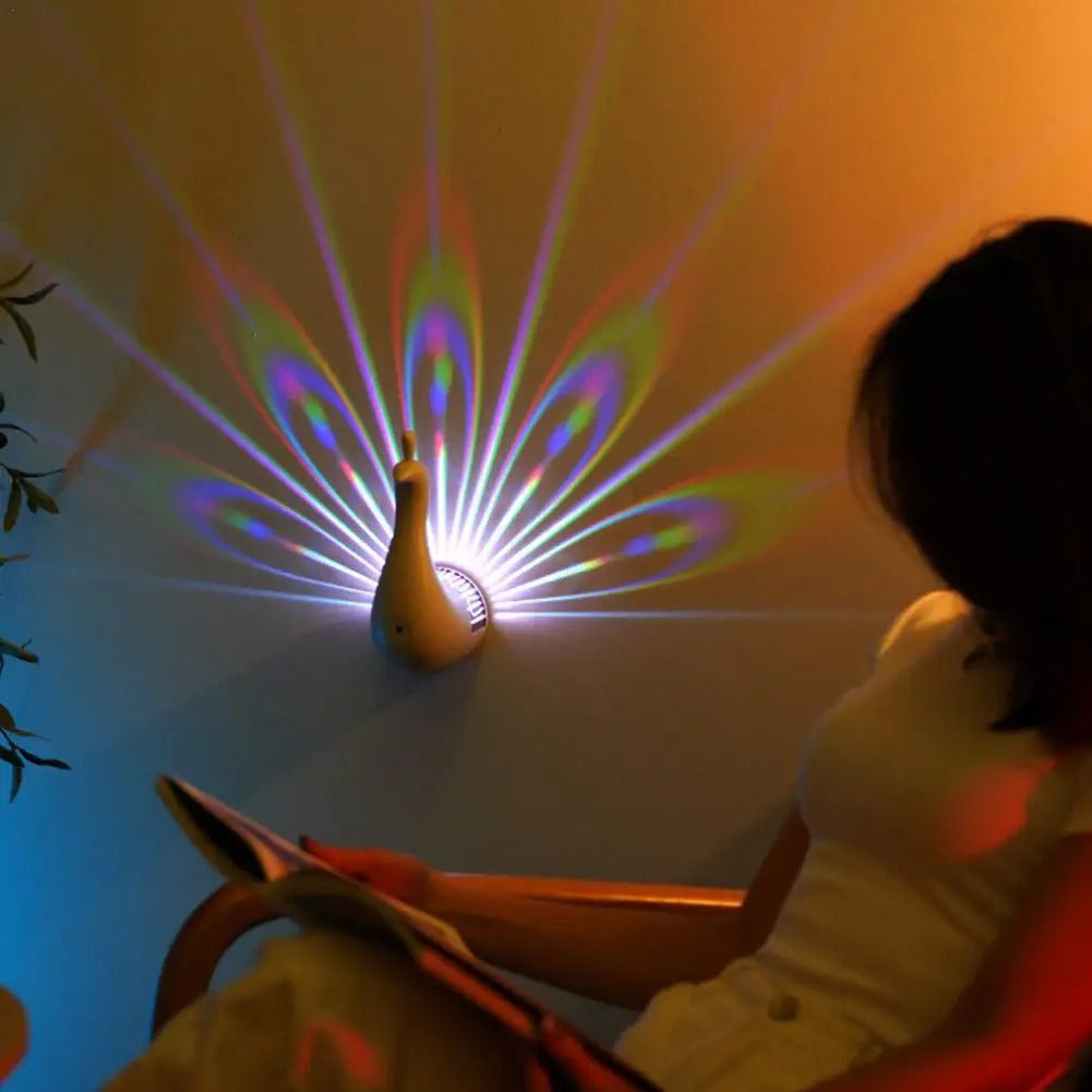 Peacock Projection Lamp - Rechargeable RGB Night Light