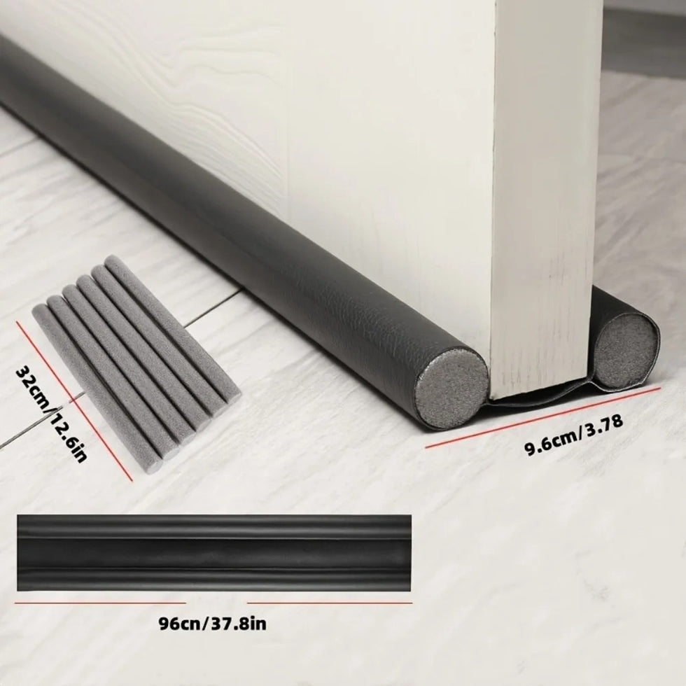 Premium Leatherette Door Draft Stopper - Double-Sided Foam Seal