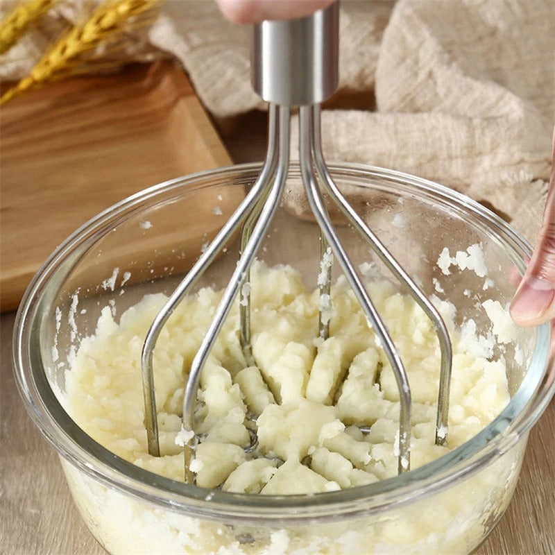 Stainless Steel Potato Masher – Ergonomic Smooth-Action Food Masher for Vegetables, Fruits & Baby Food