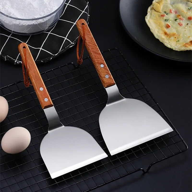 Heavy-Duty Stainless Steel Teppanyaki Spatula – Wide Solid Griddle Turner