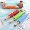 Non-Stick Silicone Rolling Pin (Belan) with Wooden Handles
