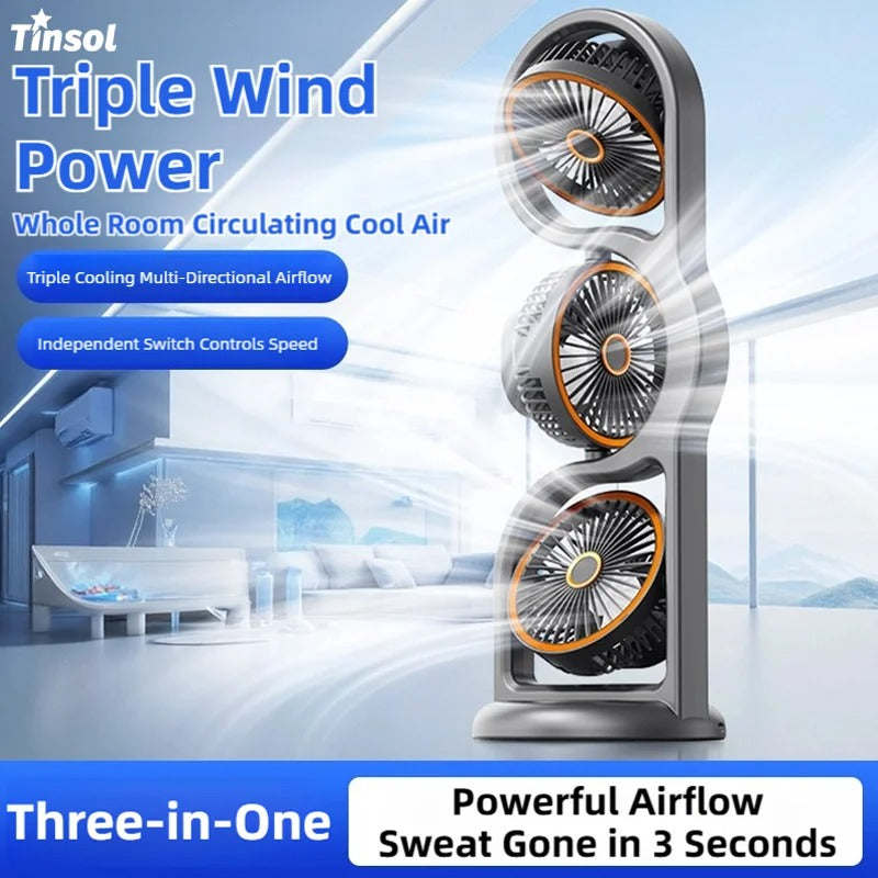 Rechargeable 360° Oscillating Table Fan with LED Light