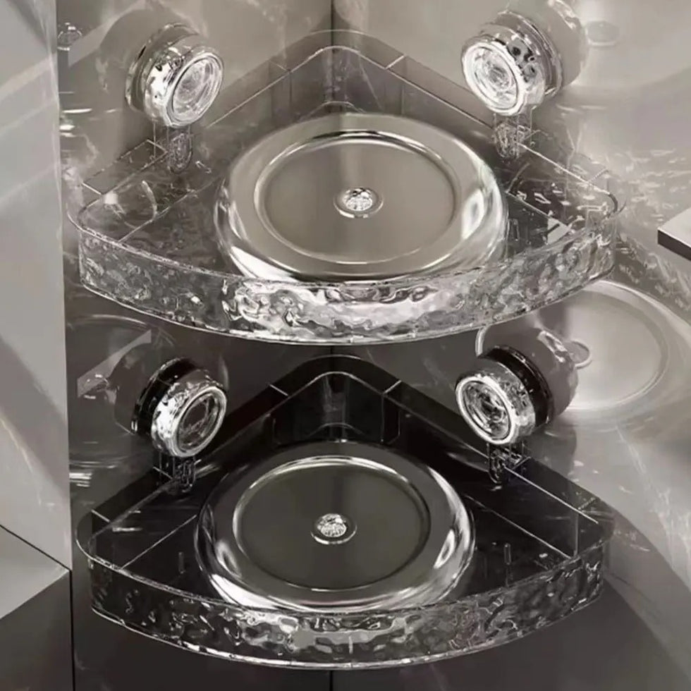 Acrylic Corner Suction Shelf – Drill-Free Bathroom Corner Rack