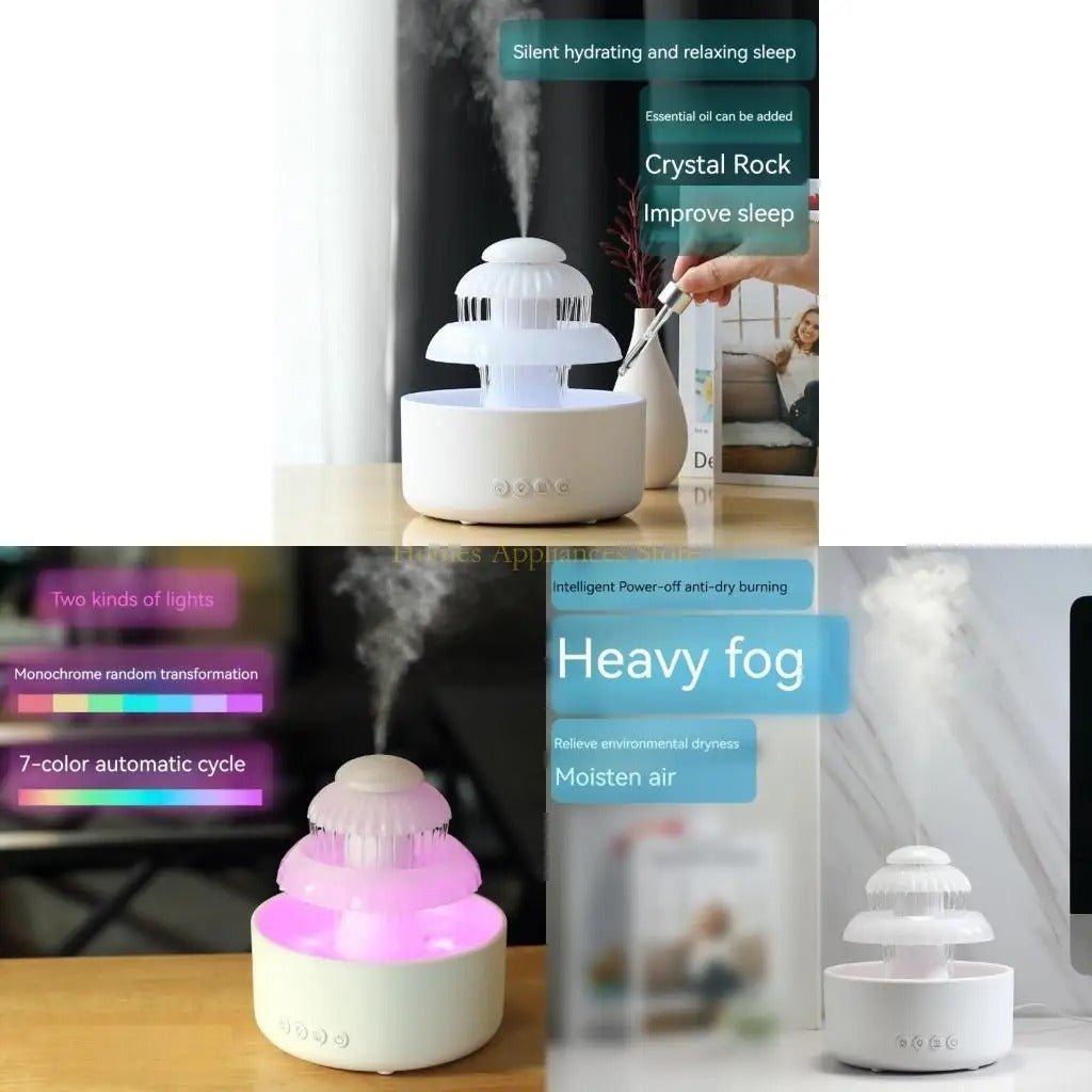 Waterflow Fountain Humidifier – 600ml Smart Anti-Gravity Desktop Rainforest Diffuser