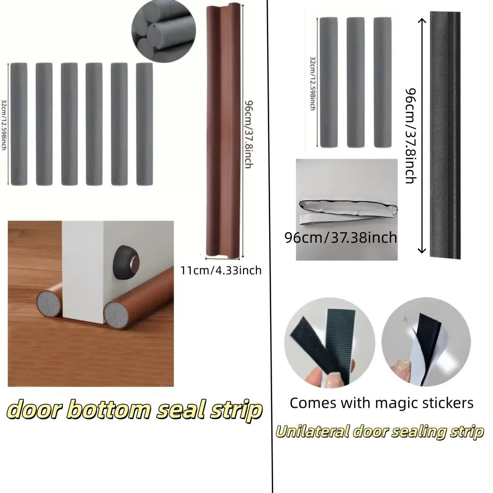 Premium Leatherette Door Draft Stopper - Double-Sided Foam Seal