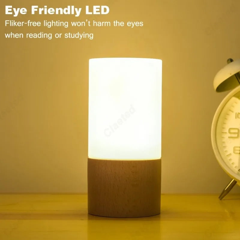 Lumina Aura Dual-Orientation Rechargeable RGB Wood Grain Lamp