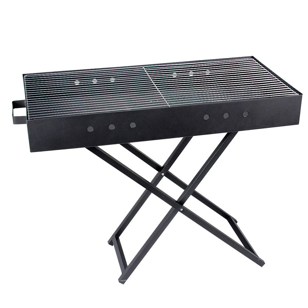 Portable Charcoal BBQ Grill with Manual Hand-Crank Blower