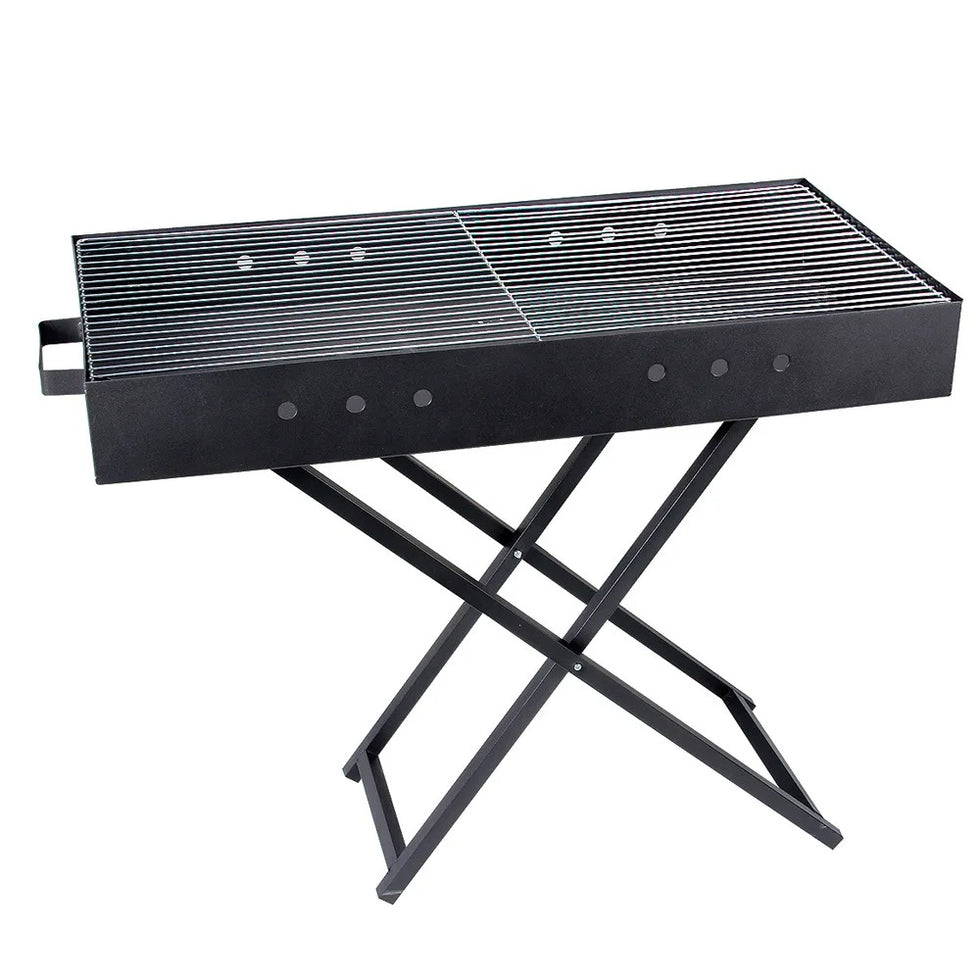Portable Charcoal BBQ Grill with Manual Hand-Crank Blower