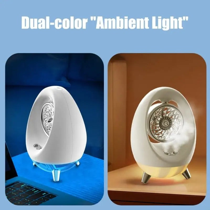 Egg-Shaped Rechargeable Desktop Mist Fan & Humidifier