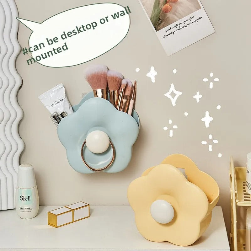 Flower-Shaped Silicone Makeup Brush Holder – Creative Desktop Organizer (Random Color)