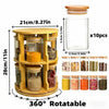 360° Rotatable Spice Jar Set – 10-Piece Bamboo Organizer