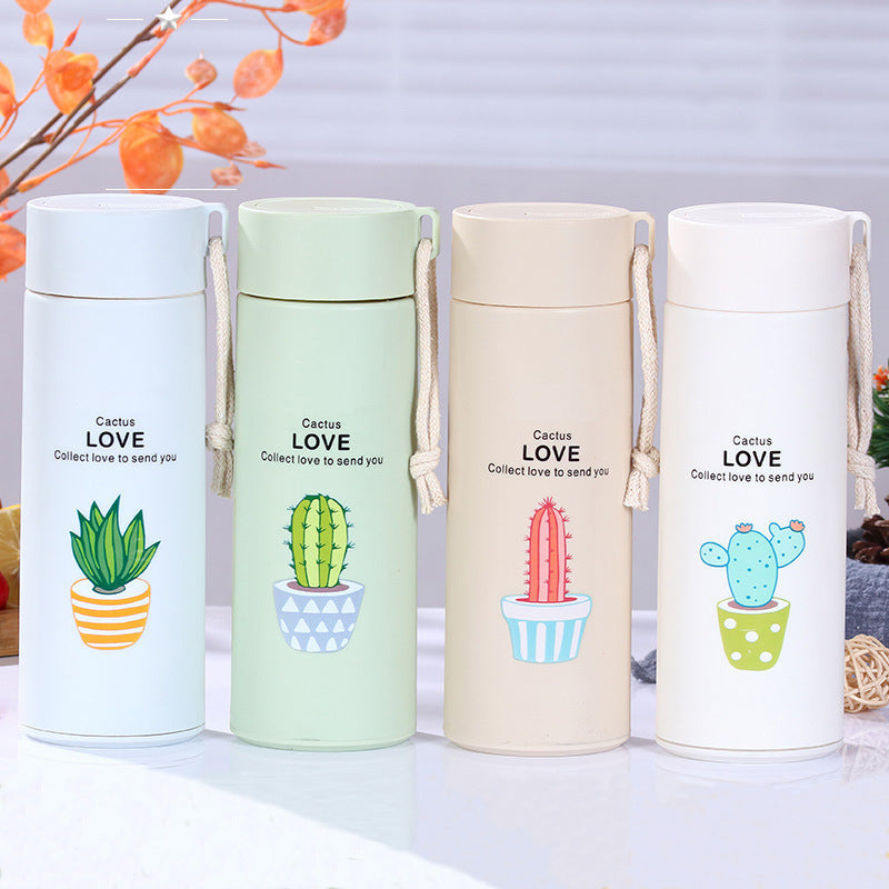 Cactus Printed Bottle 400ml – Double Layer Glass Inside (Random)