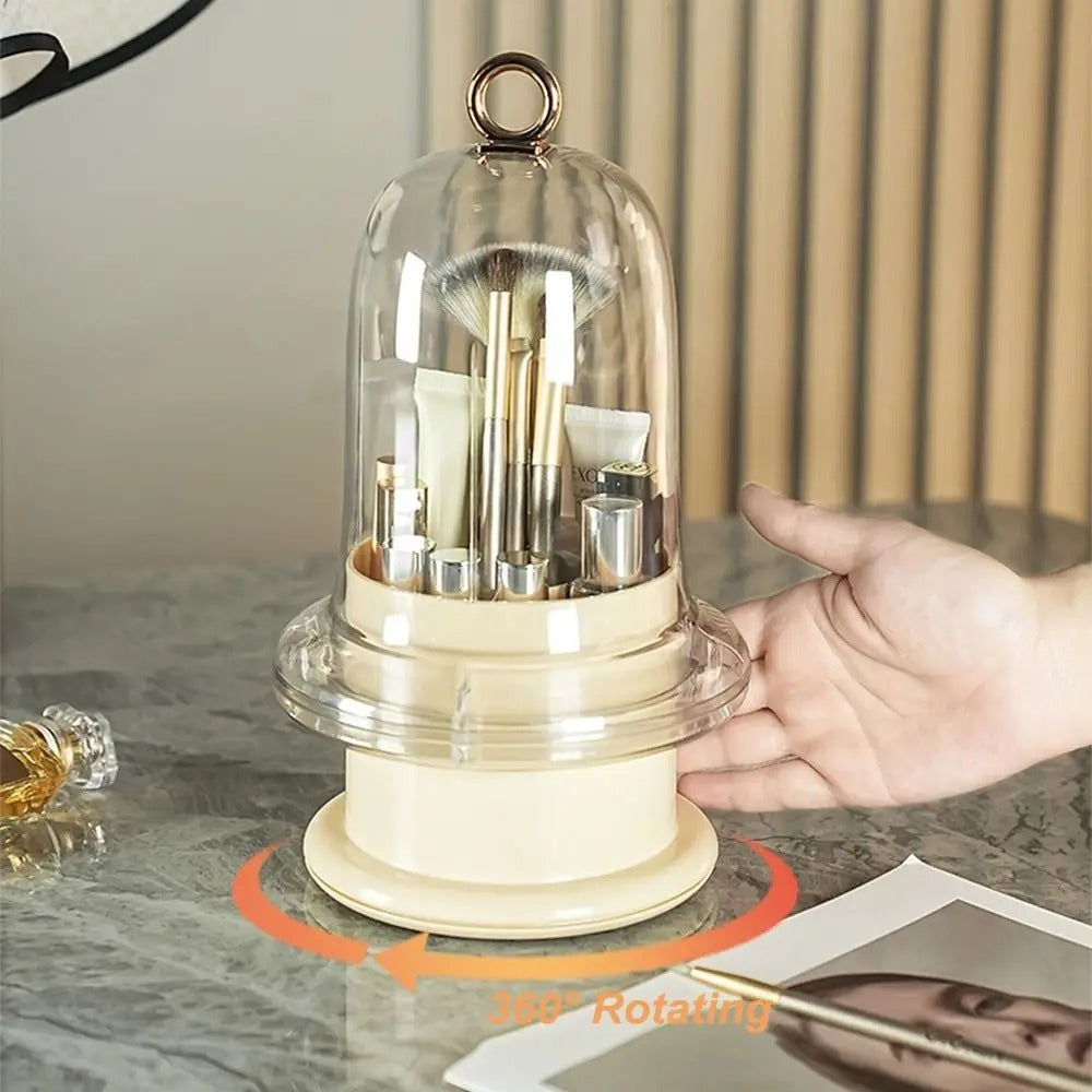 Gemini said Rotating Makeup Brush Organizer with Dust-Proof Lid