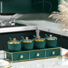 Luxury 2-Tier Spice Jar Set with Radiant Golden Metal Stand
