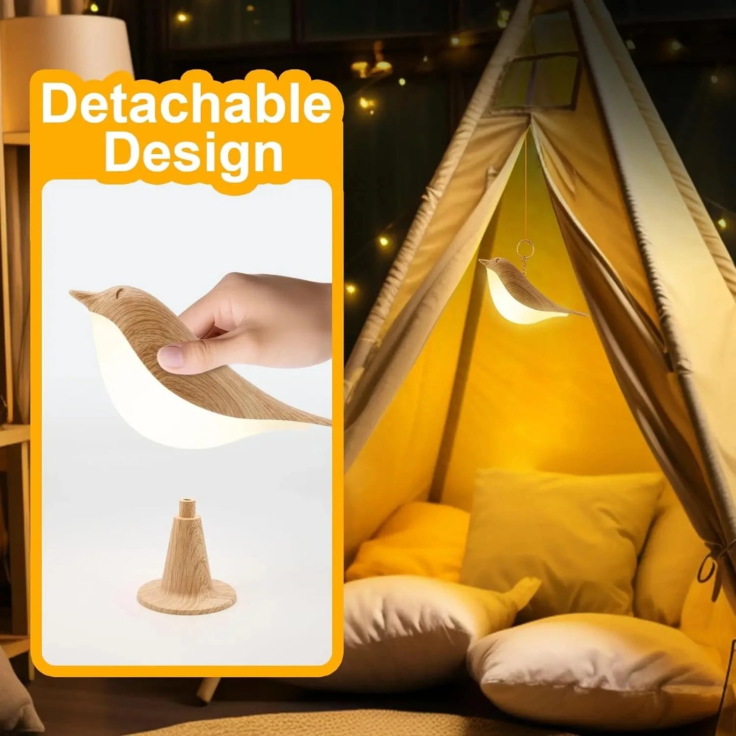 Touch LED Bird Lamp – Premium Rechargeable Scandinavian Accent Light with Stepless Dimming