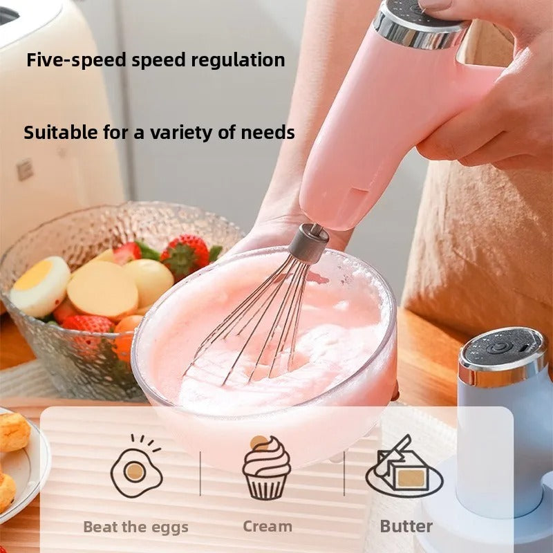 4-in-1 Portable Electric Egg Beater & Garlic Chopper – Cordless Rechargeable Handheld Food Processor and Whisk Set