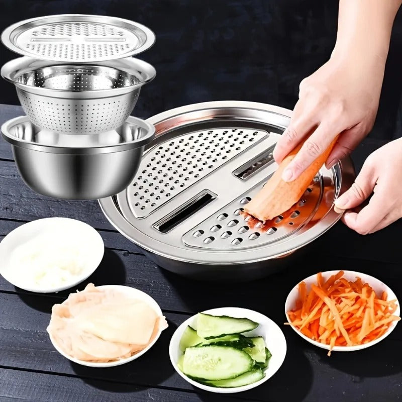 3-in-1 Multifunctional Stainless Steel Colander with Grater
