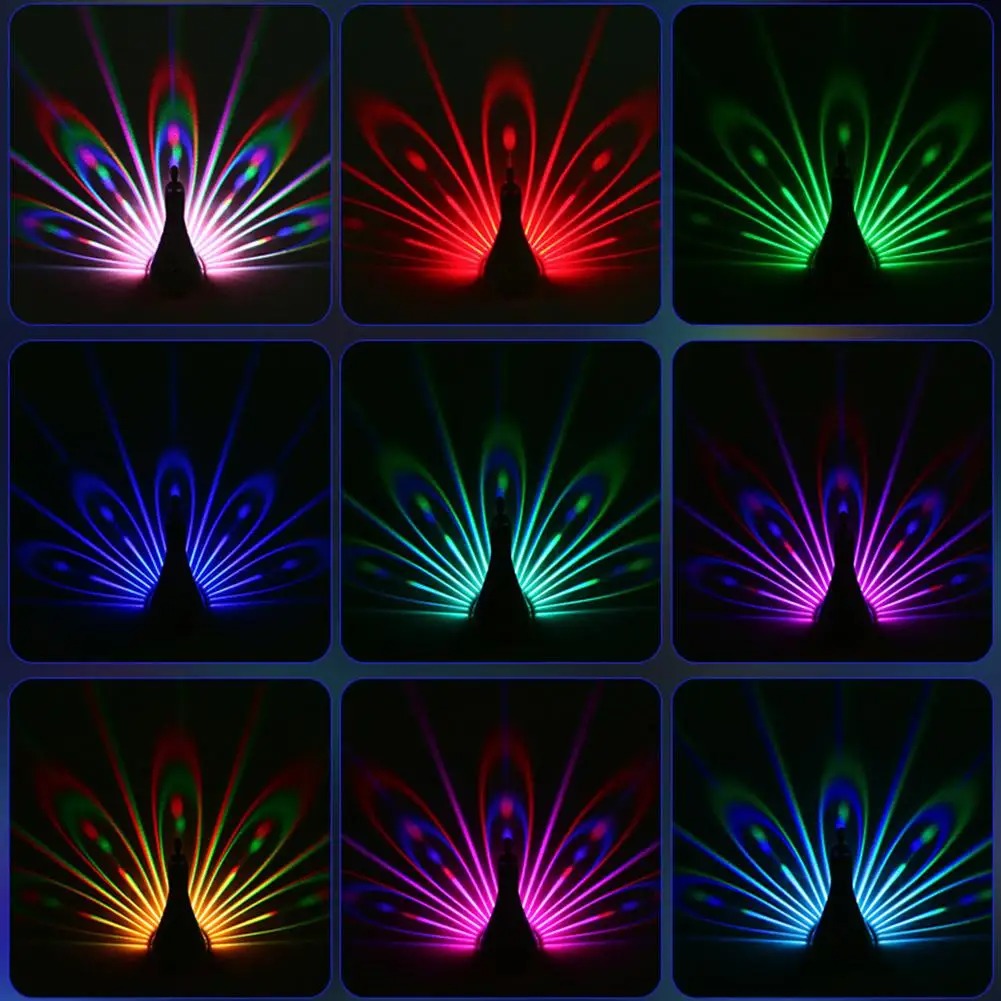 Peacock Projection Lamp - Rechargeable RGB Night Light