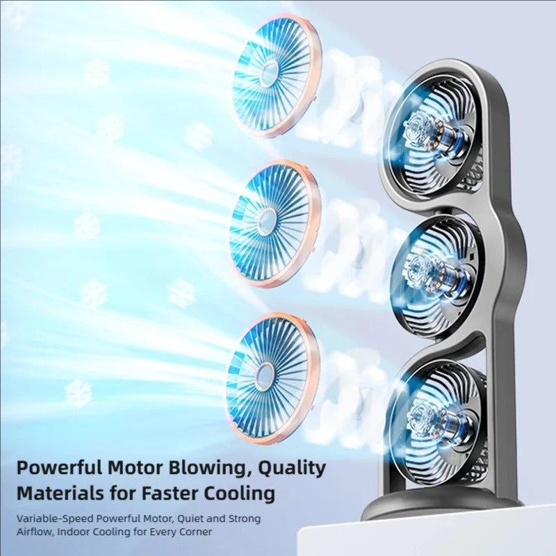 Rechargeable 360° Oscillating Table Fan with LED Light