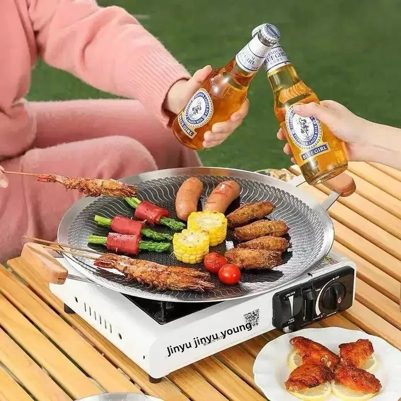 Non-Stick Korean Style BBQ Grill Pan - Portable Outdoor Griddle KL