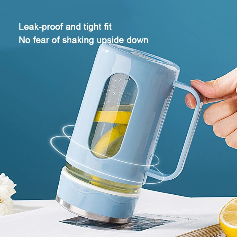 Minimalist Glass Tumbler with Bamboo Lid & Glass Straw (Random Color)