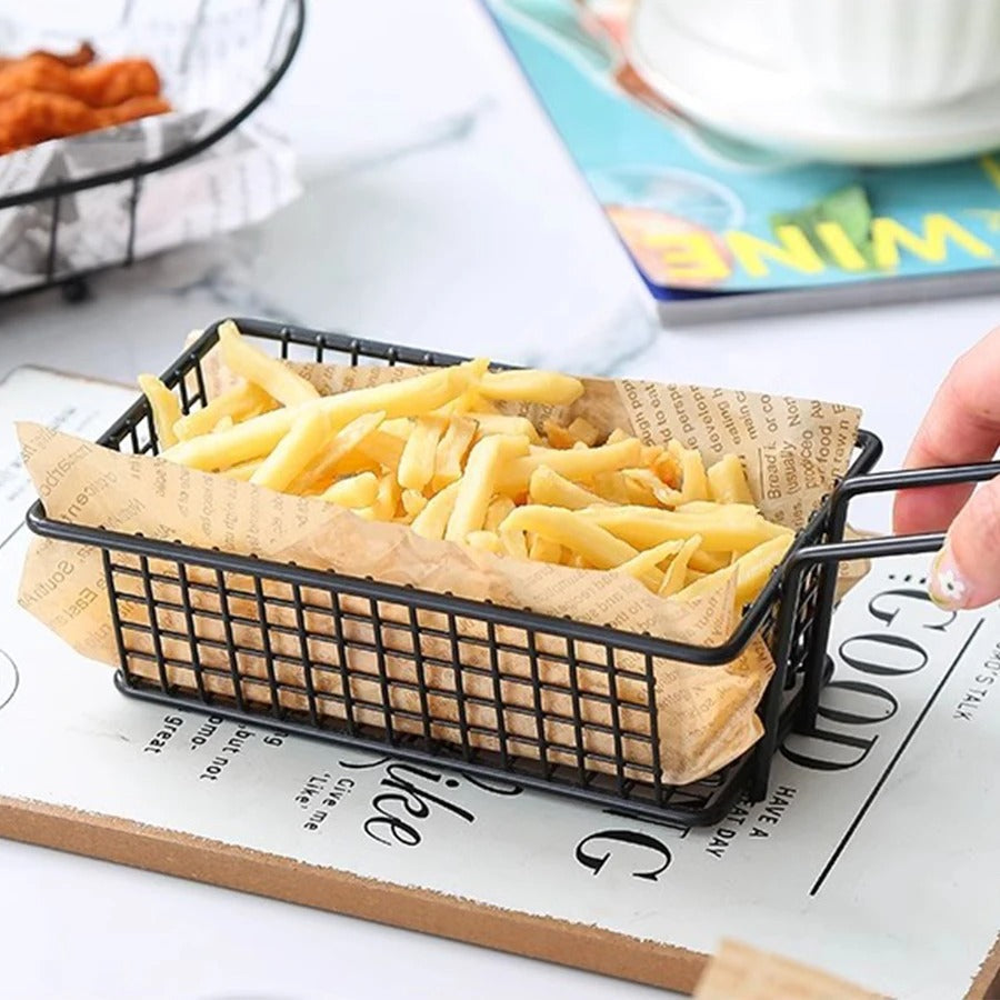 Rectangular French Fries Snack Basket – Restaurant Style Serving (Random)