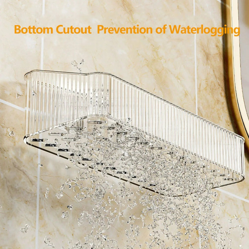 Wall Mounted Cosmetics Storage Rack - Corner Wall Shelf Organizer for Bathroom