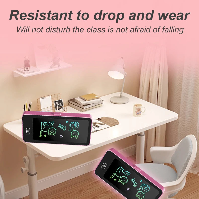 2-in-1 Kids Pencil Box with Multicolor LCD Writing Tablet