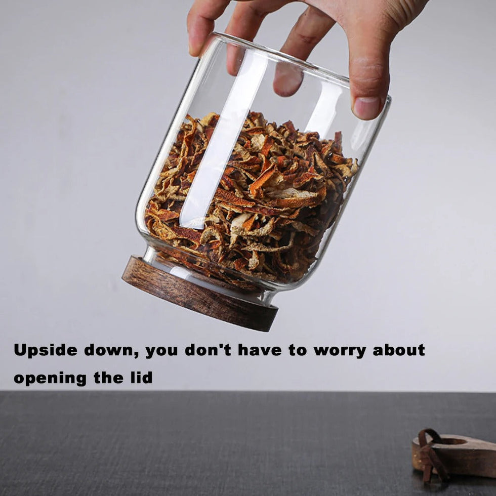 Large Capacity Borosilicate Glass Jar with Airtight Wood Lid